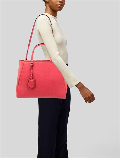 Fendi Punch Pink Leather Medium 2jours Tote 